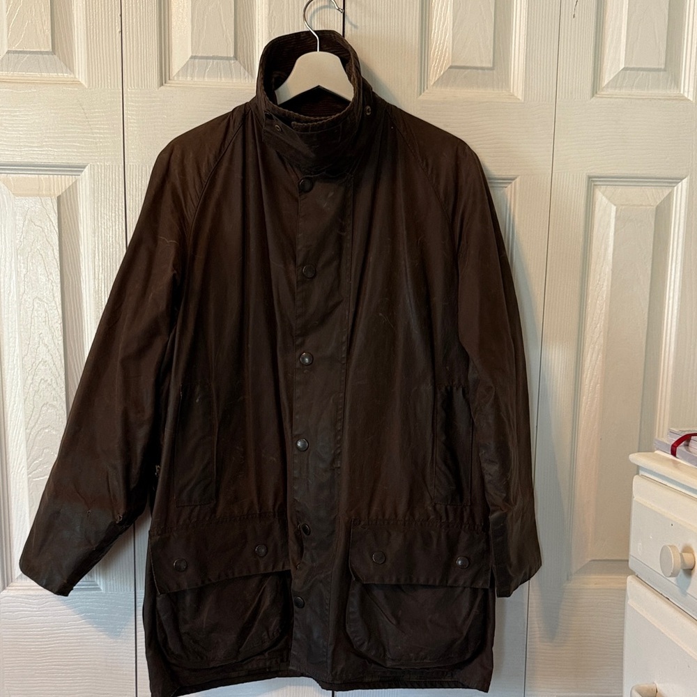 Vintage Barbour A 190 Tartan Liner 
Brown Waxed Jacket Sz M C40